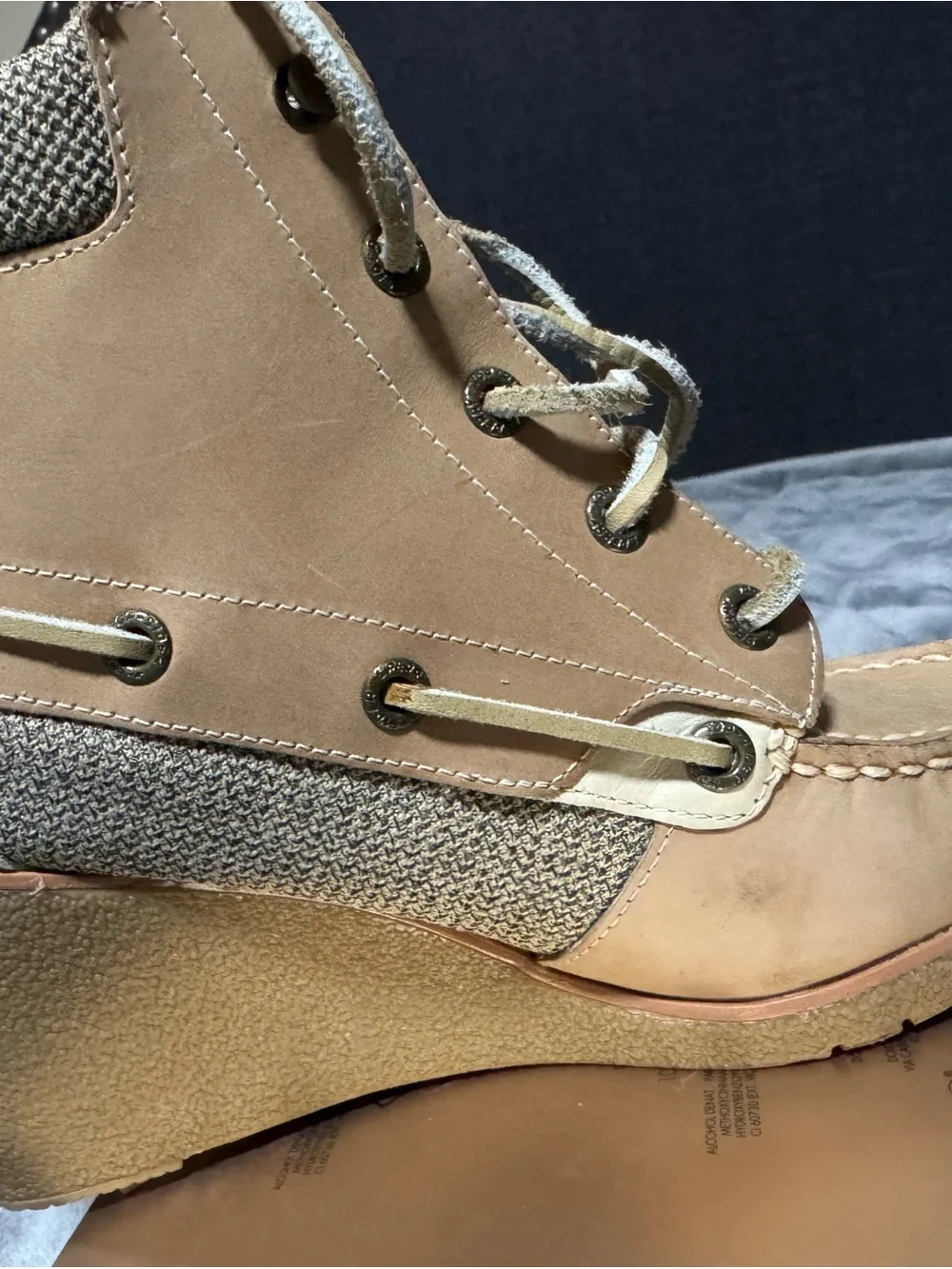 Sperry Tan Leather Moc-Toe Wedge Boots